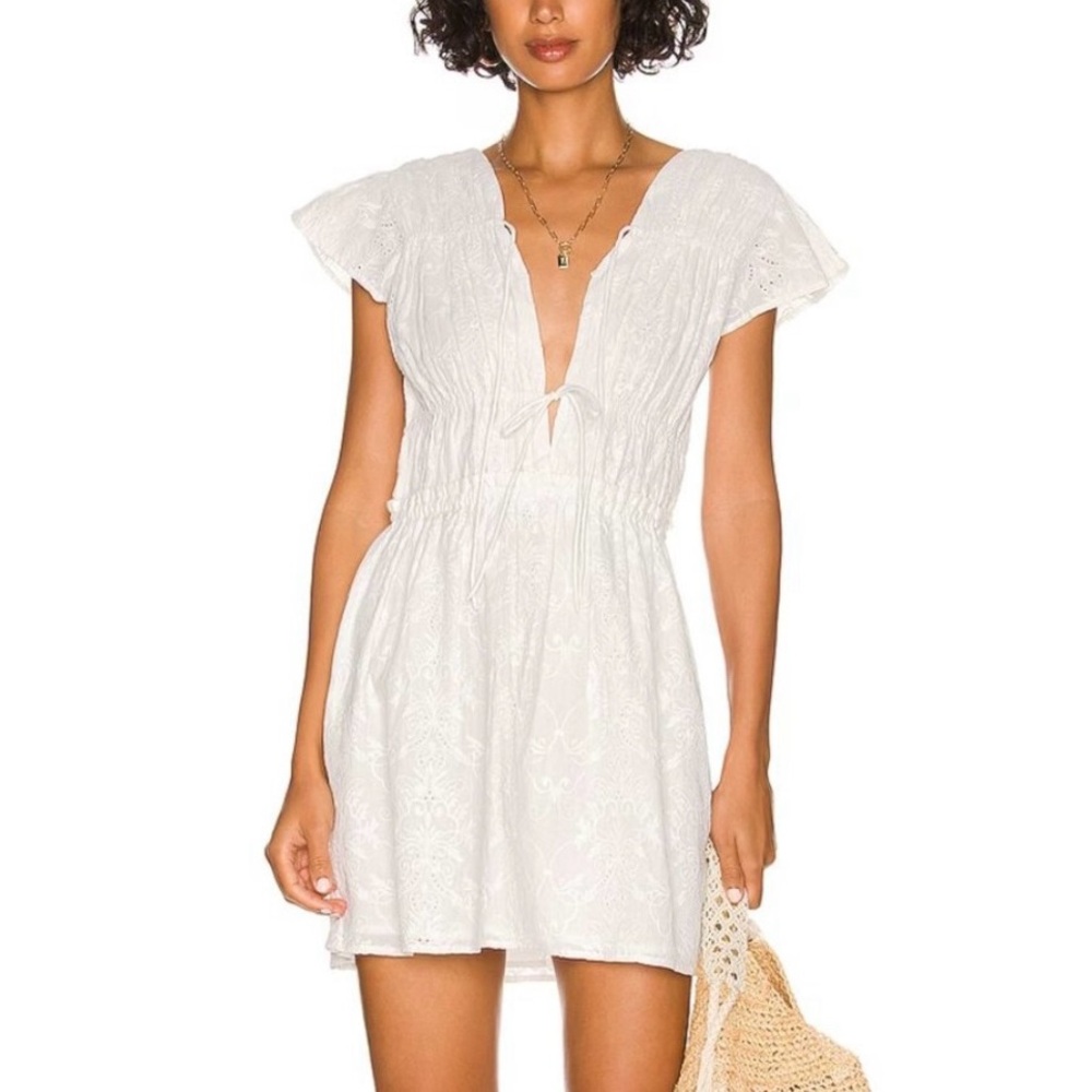 NWT Amuse Society Beach Vida Bling Cleo White Cotton Mini Dress in Small